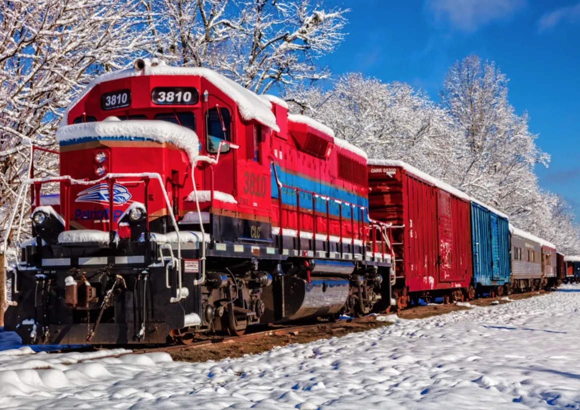 Bluebird Puzzle Rode trein in de sneeuw - puzzel van 1500 stukjes
