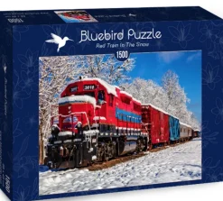 Bluebird Puzzle Rode trein in de sneeuw - puzzel van 1500 stukjes