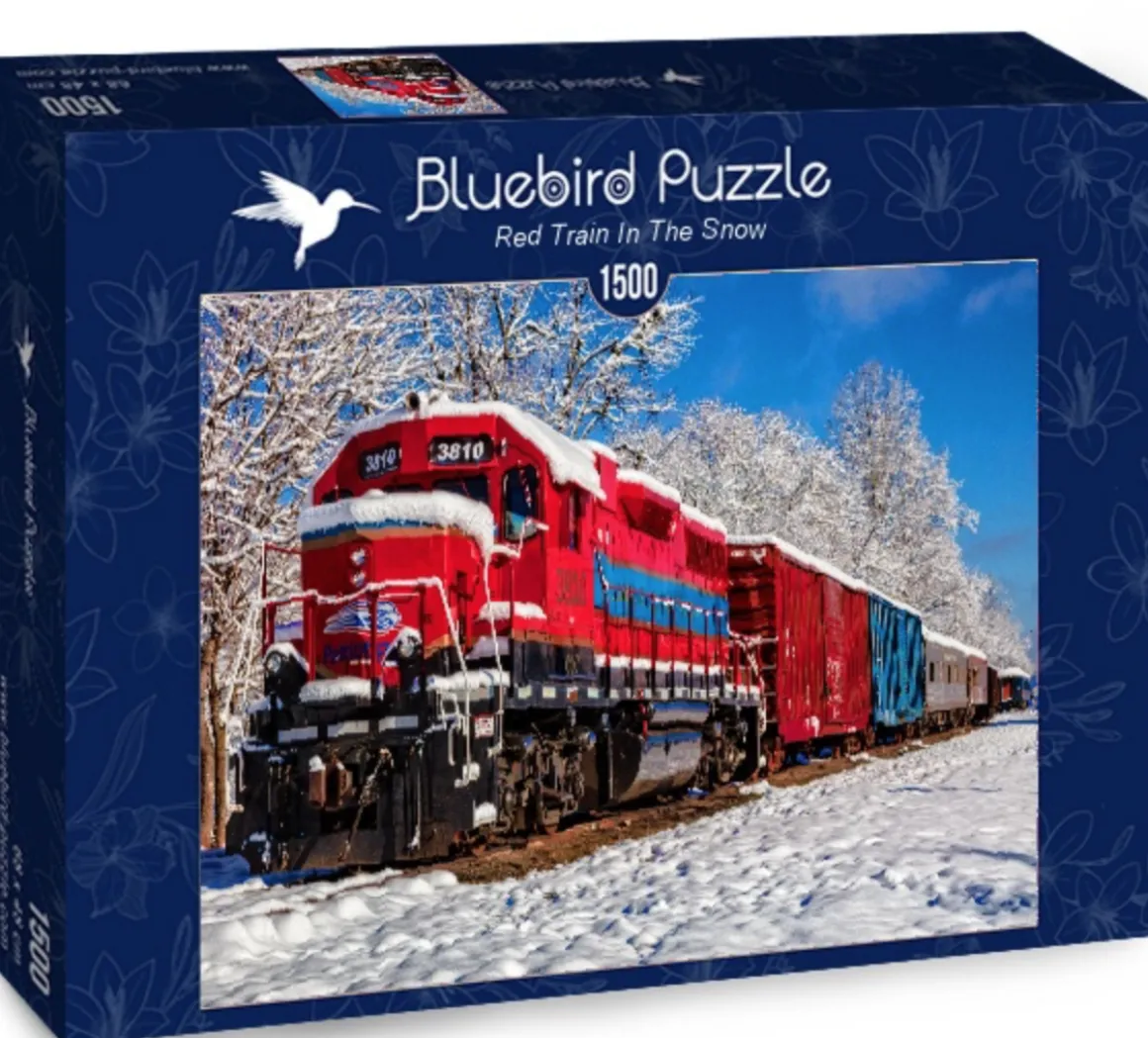Bluebird Puzzle Rode trein in de sneeuw - puzzel van 1500 stukjes
