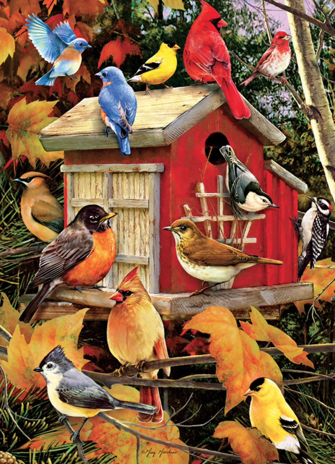 Cobble Hill Herfst Vogelhuisje - puzzel van 500 XL stukjes
