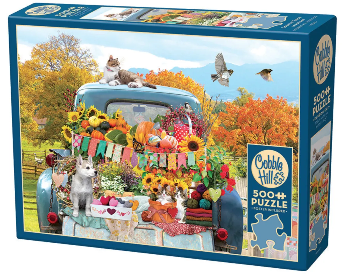 Cobble Hill Pick-up Truck in de herfst - puzzel van 500 XL stukjes