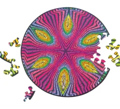 Curiosi Hippie - Dubbelzijdige Ronde puzzel in hout - 88 stukjes
