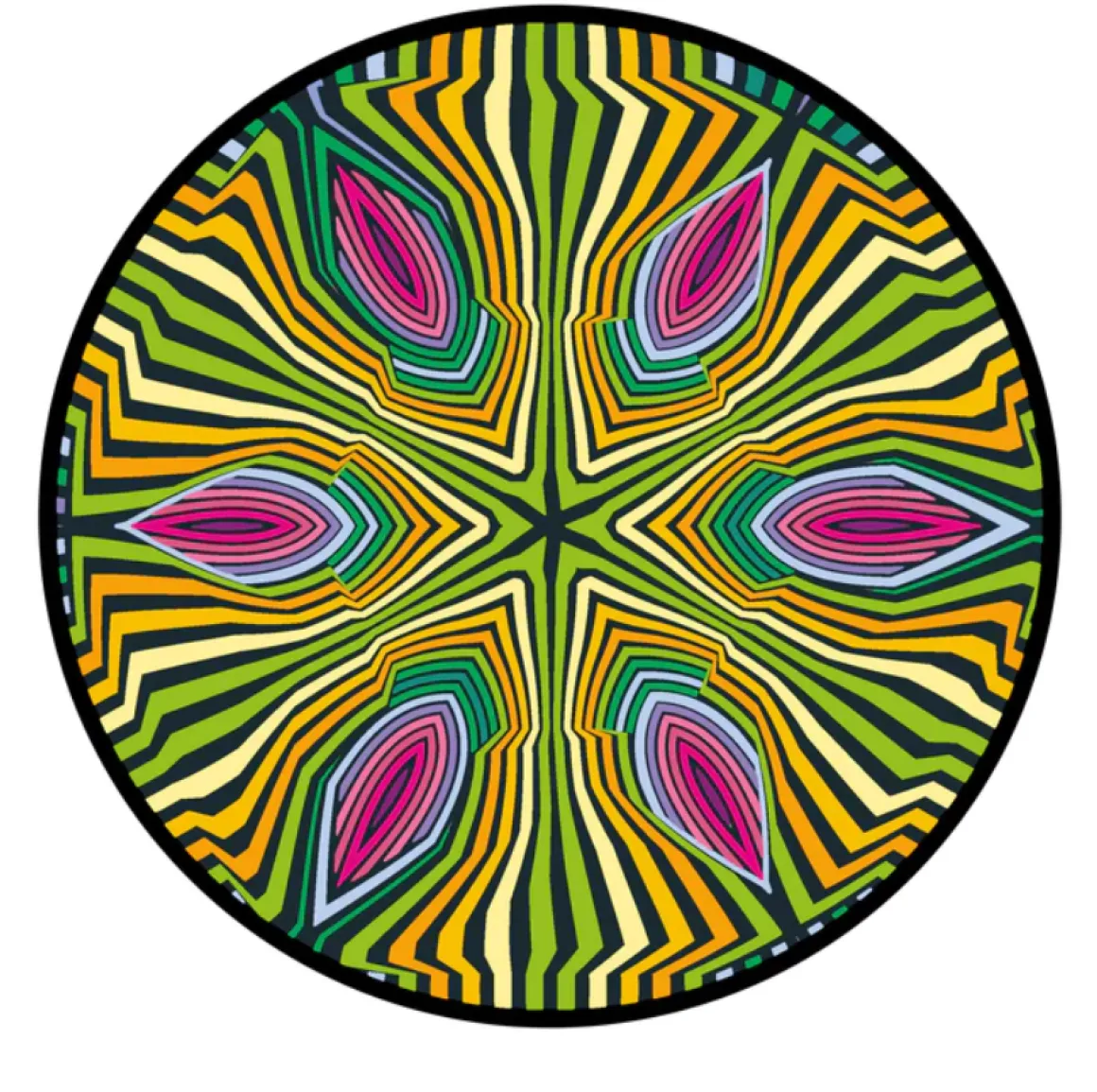 Curiosi Hippie - Dubbelzijdige Ronde puzzel in hout - 88 stukjes