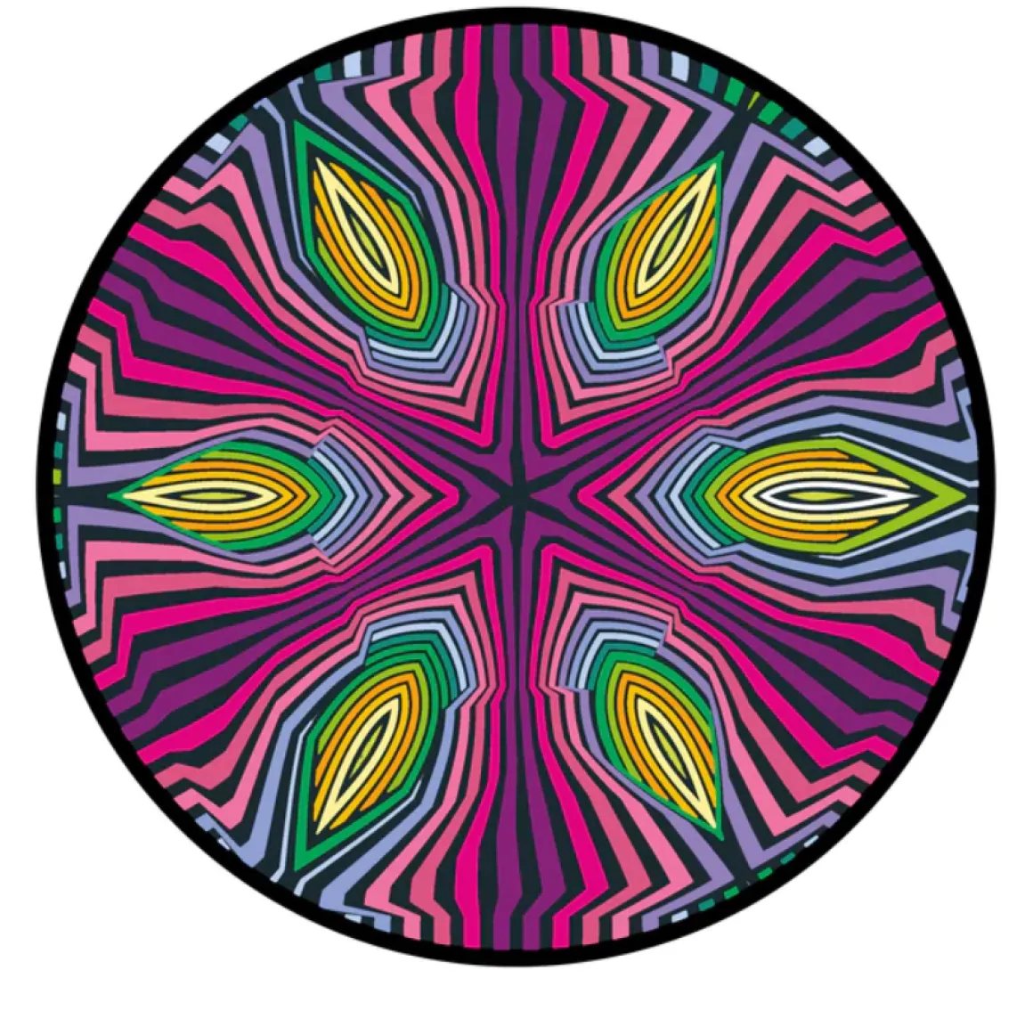 Curiosi Hippie - Dubbelzijdige Ronde puzzel in hout - 88 stukjes