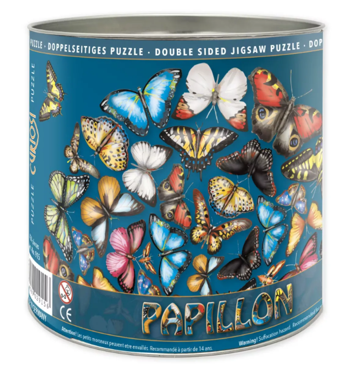 Curiosi Papillon - Dubbelzijdige Ronde puzzel in hout - 424 stukjes