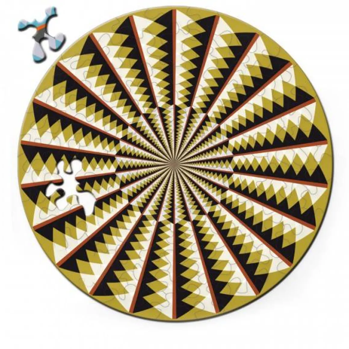 Curiosi Puzzel Double Karussell - Dubbelzijdige Ronde puzzel in hout - 88 stukjes