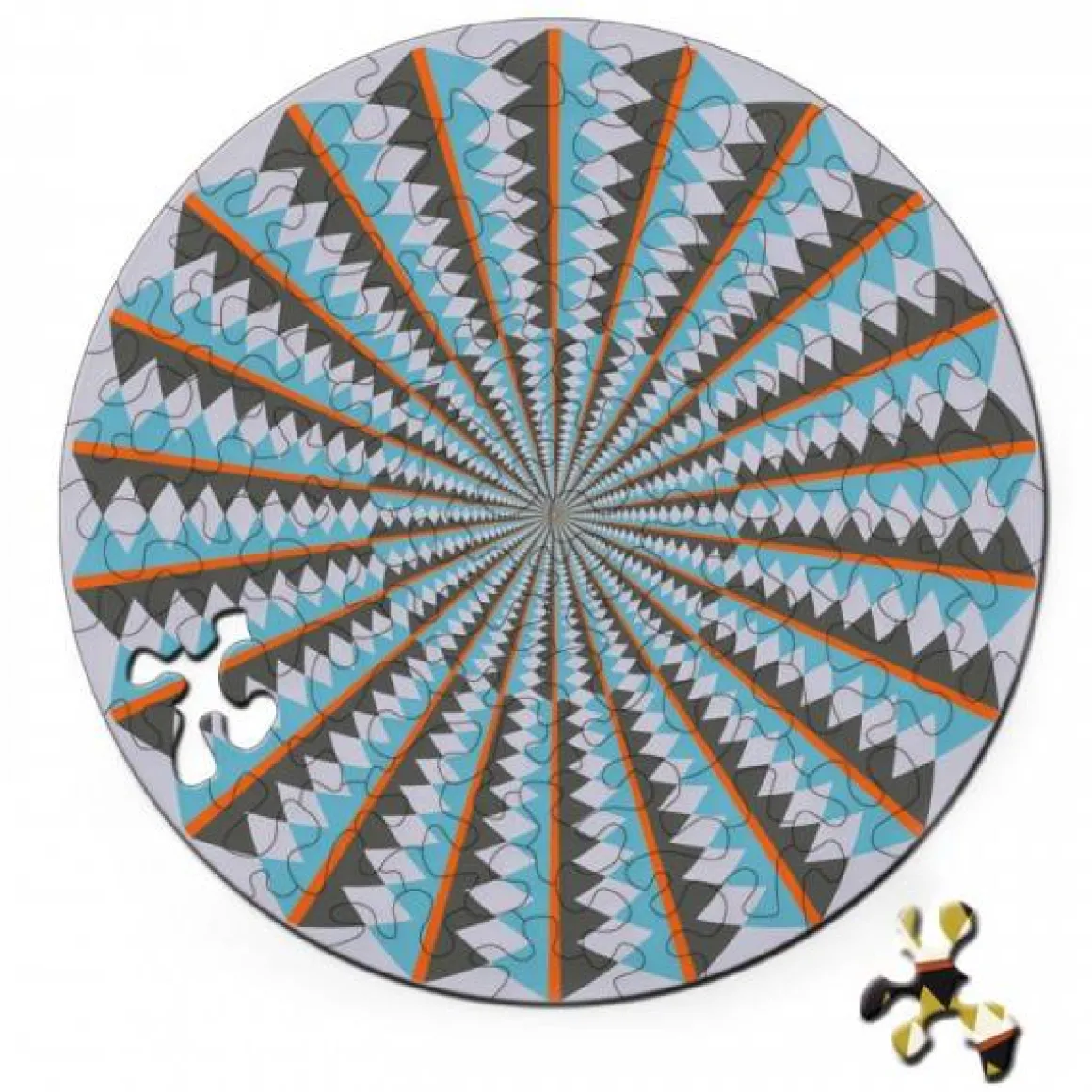 Curiosi Puzzel Double Karussell - Dubbelzijdige Ronde puzzel in hout - 88 stukjes