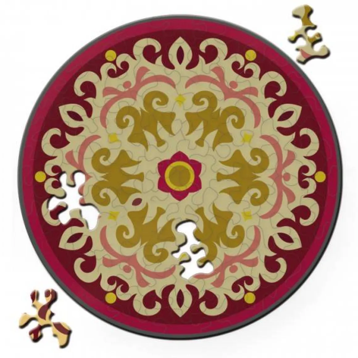 Curiosi Puzzel Double Rose - Dubbelzijdige Ronde puzzel in hout - 88 stukjes