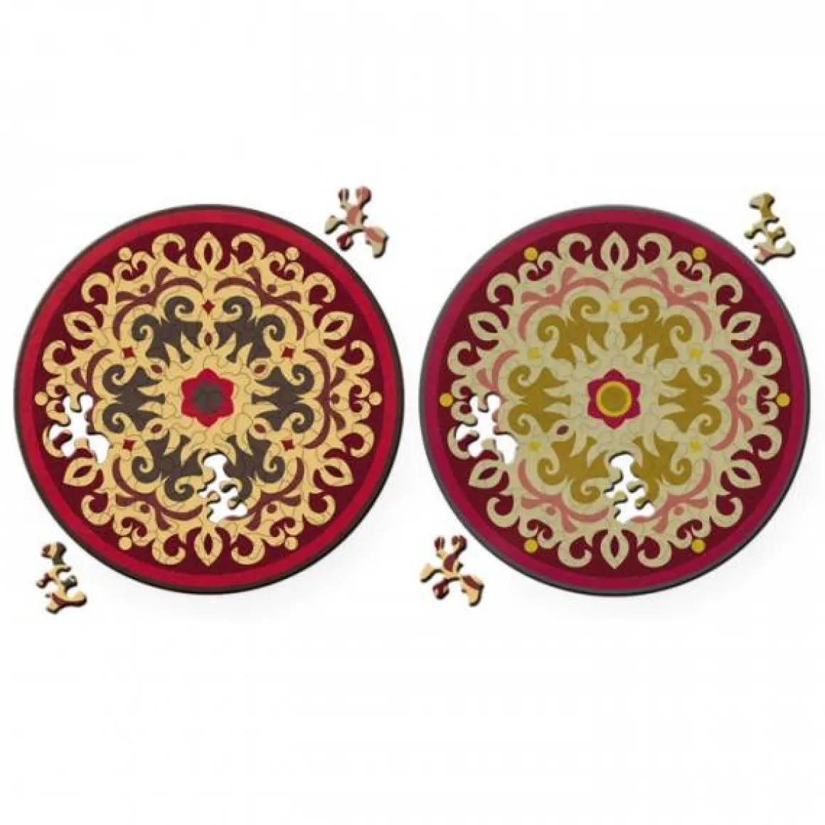 Curiosi Puzzel Double Rose - Dubbelzijdige Ronde puzzel in hout - 88 stukjes