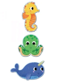 Djeco 3 puzzels dieren in de zee - 4, 6 en 9 stukjes