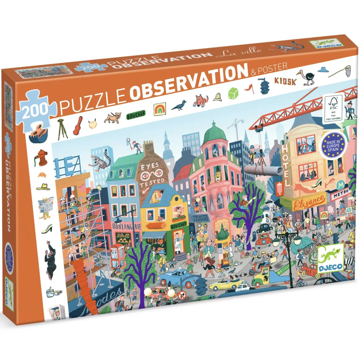Djeco De stad - Observatie puzzel van 200 stukjes