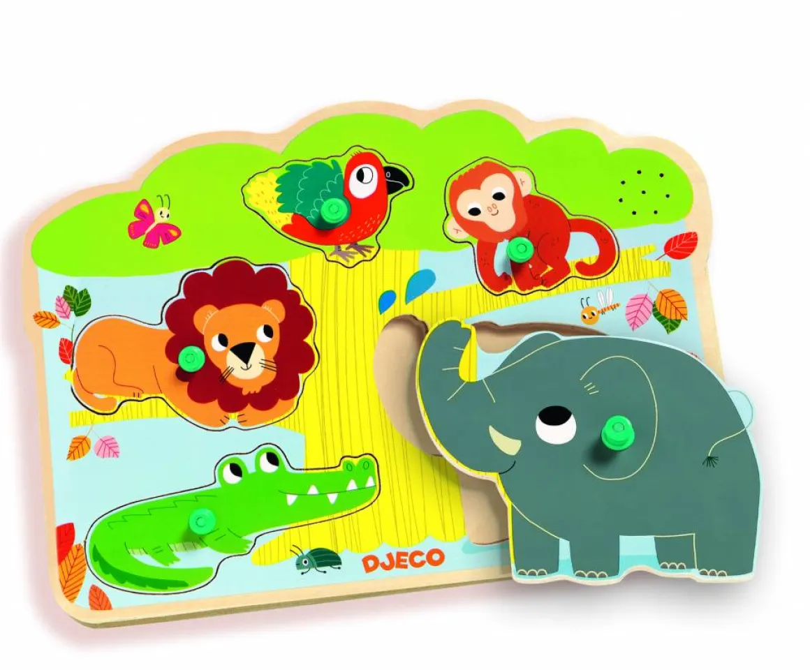 Djeco Geluidenpuzzel - de Zoo - 5 stukjes