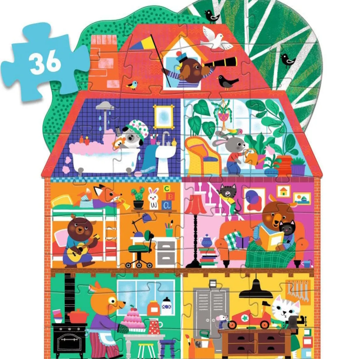 Djeco Het huis van de kleine vriendjes - Reuzepuzzel van 36 stukjes
