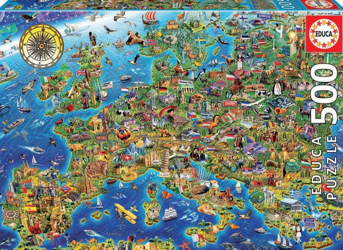 Educa De kaart van Europa - legpuzzel van 500 stukjes