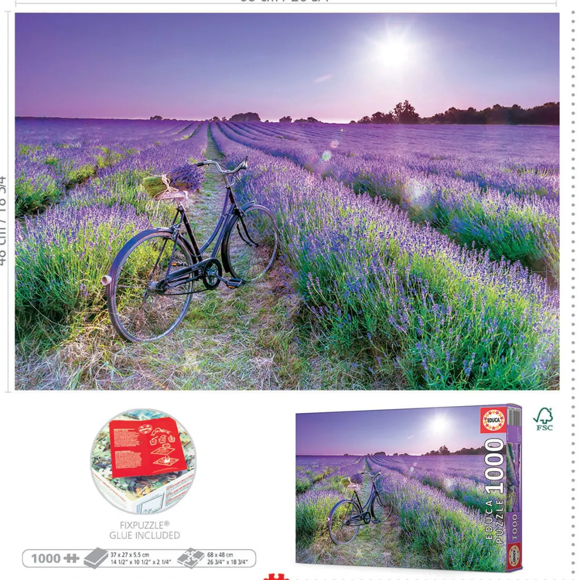 Educa Fiets in Lavendelveld - puzzel 1000 stukjes