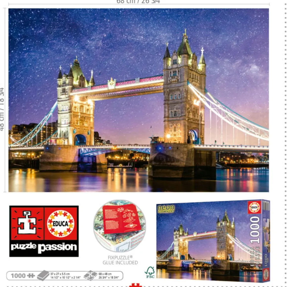 Educa Tower Bridge, Londen - Glow in the Dark - puzzel 1000 stukjes