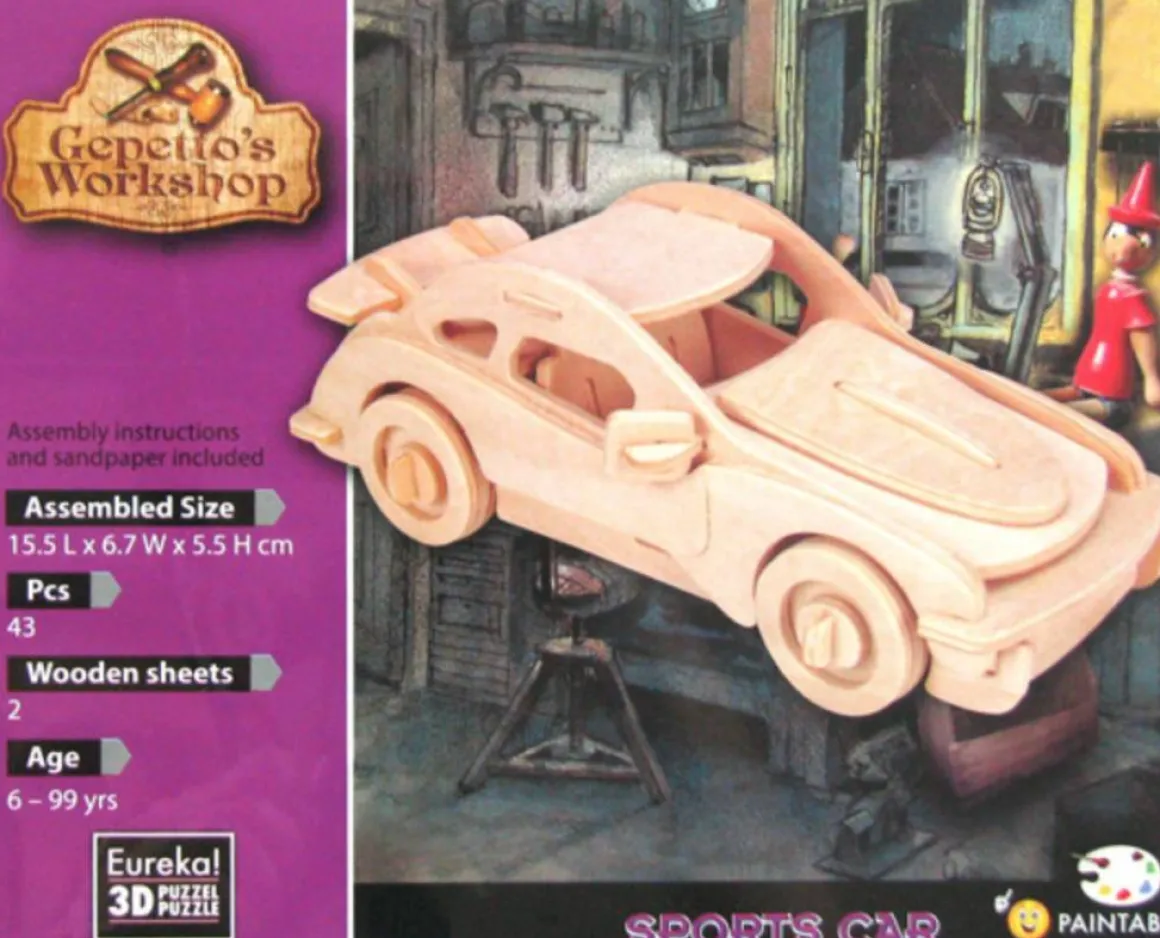 Eureka Sportwagen - Gepetto's Workshop - 3D puzzle in hout