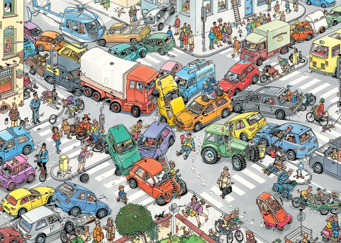 Jumbo Ter Land, ter Zee en in de Lucht / Verkeerschaos- JvH - 2 puzzels van 1000 stukjes