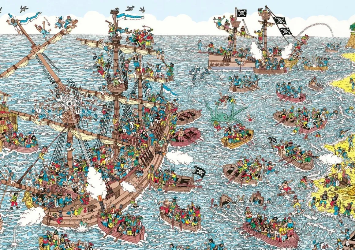 Plenty Gifts Waar is Wally - Bij de Piraten - leg- en zoekpuzzel van 1000 stukjes