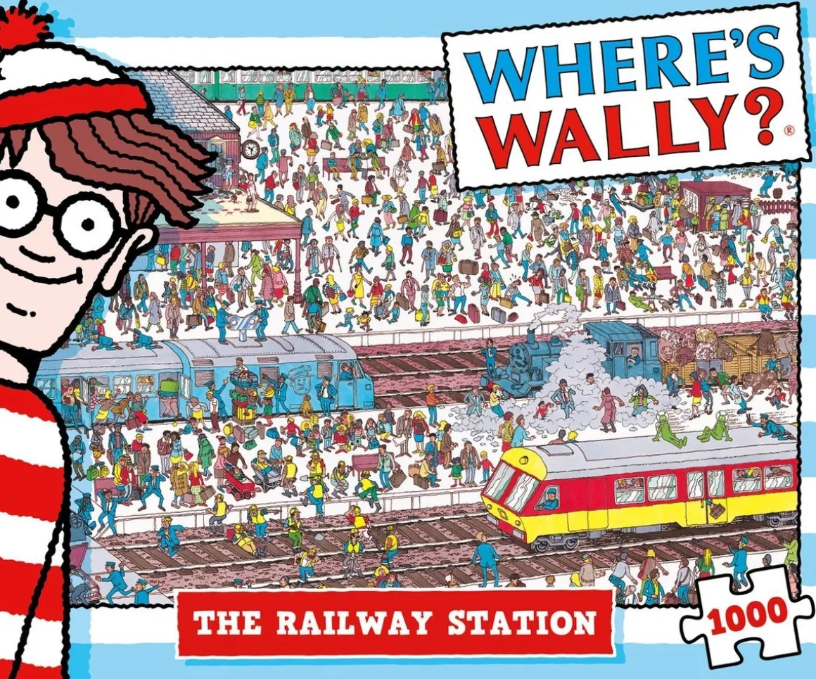 Plenty Gifts Waar is Wally - Het Treinstation - leg- en zoekpuzzel van 1000 stukjes