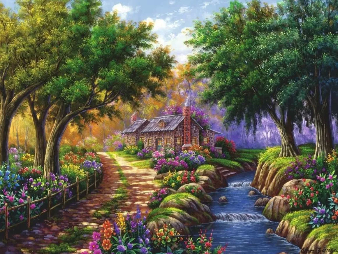 Ravensburger Cottage bij de rivier - puzzel van 1500 stukjes