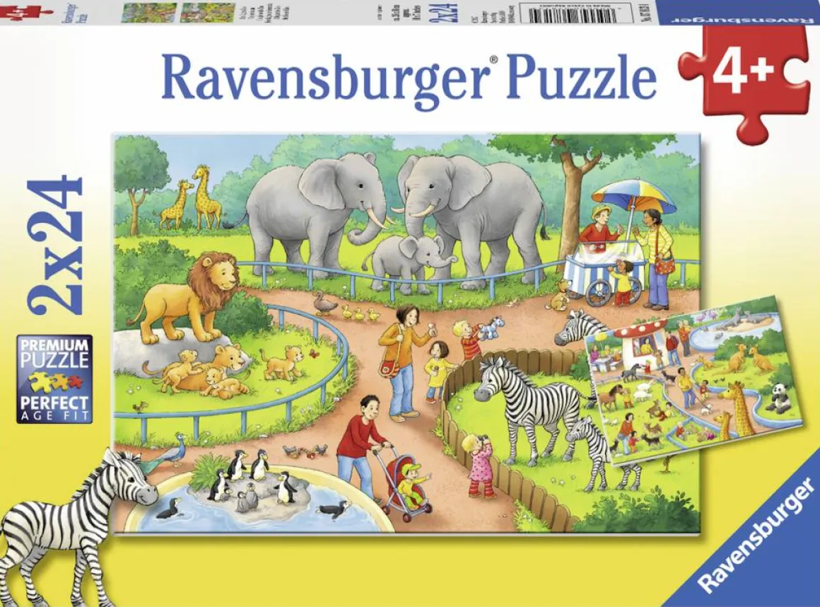 Ravensburger Een dag in de dierentuin - 2 puzzels van 24 stukjes