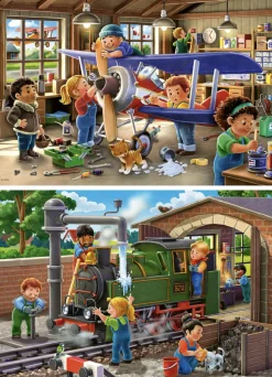 Ravensburger Vliegtuig- & treinreparatie - 2 puzzels van 24 stukjes