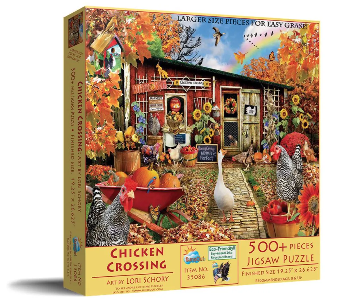 SUNSOUT Chicken Crossing - legpuzzel van 500 XXL stukjes