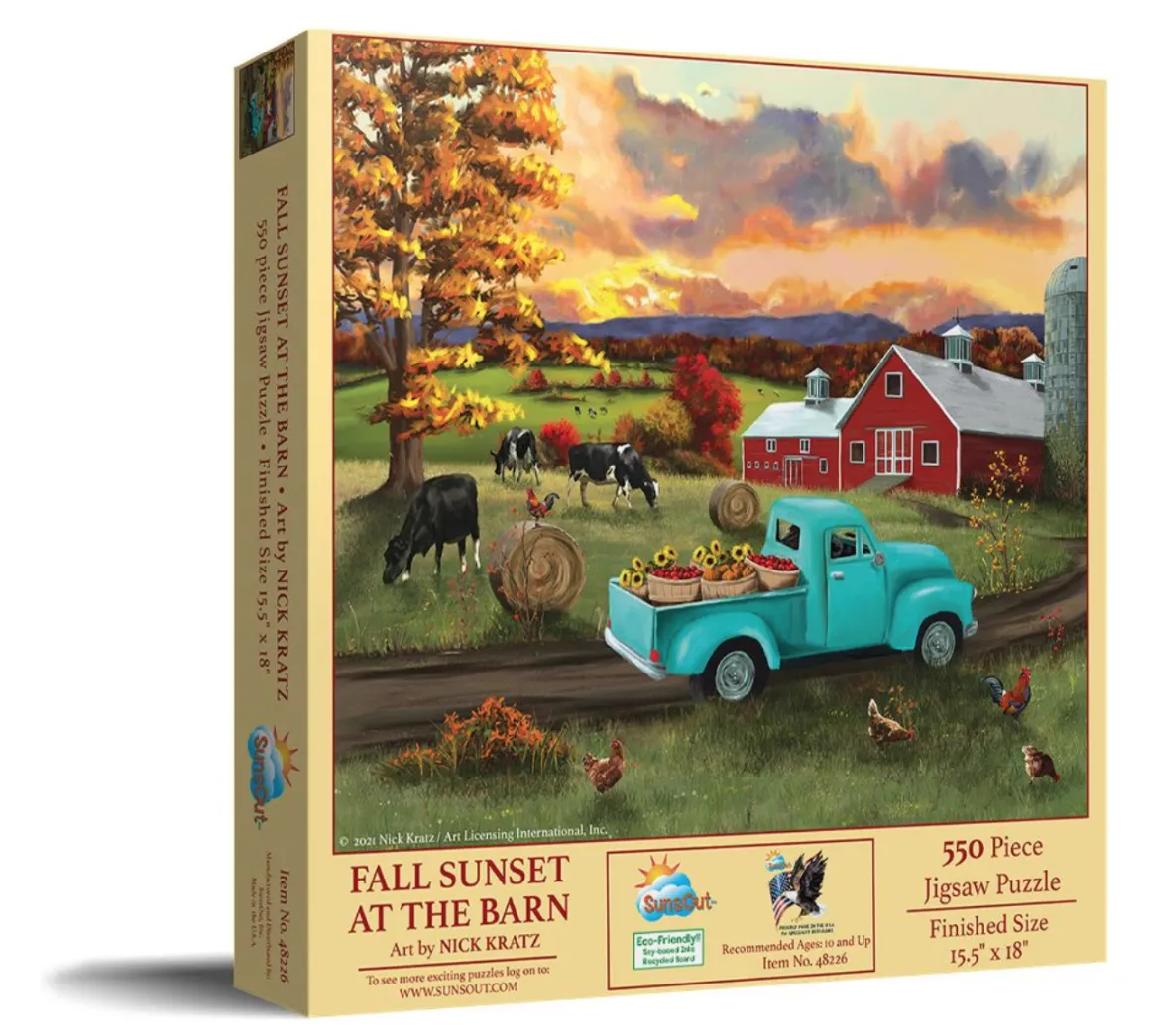 SUNSOUT Fall Sunset at the Barn - legpuzzel van 550 stukjes